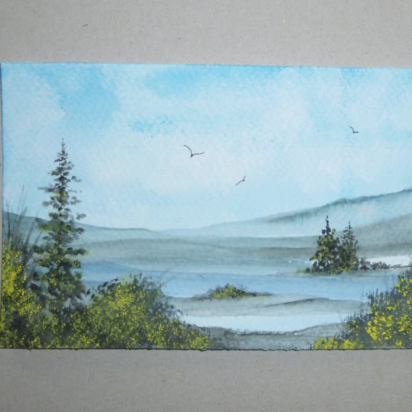 original small format watercolour landscape ( ref FA 30 E1 )