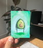 ACEO original - cute avovado on turquoise - acrylic paint - by Holly Rutter