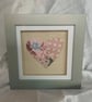 Pink and Grey Hand Sewn Heart in a Grey Box Frame