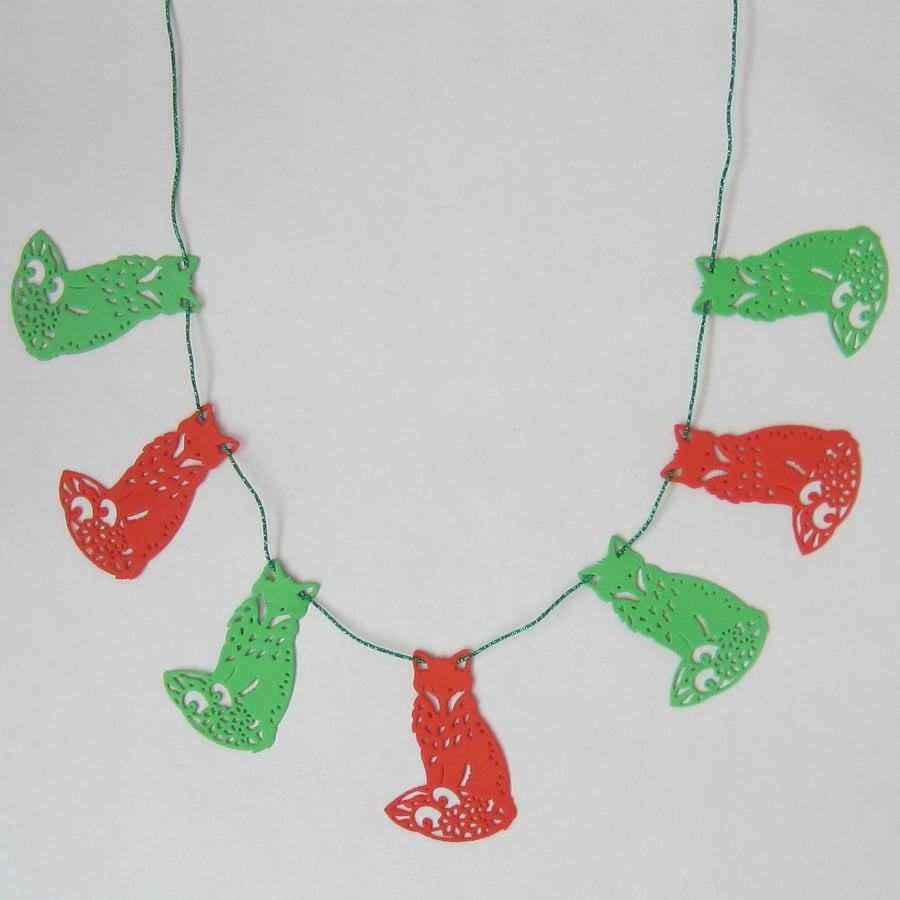 Christmas Fox Red and Green Foam Bunting