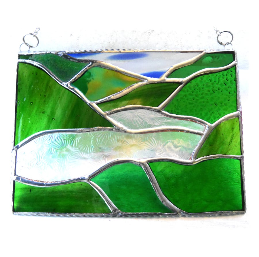 SOLD Lake District Panel Stained Glass Picture Landscape 011