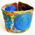 Craft Drop Textile - Cuff - with Free Machine Embroidery 