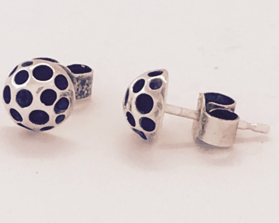 Silver and oxidised stud earrings