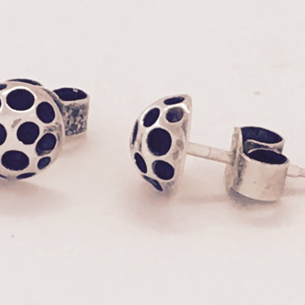 Silver and oxidised stud earrings