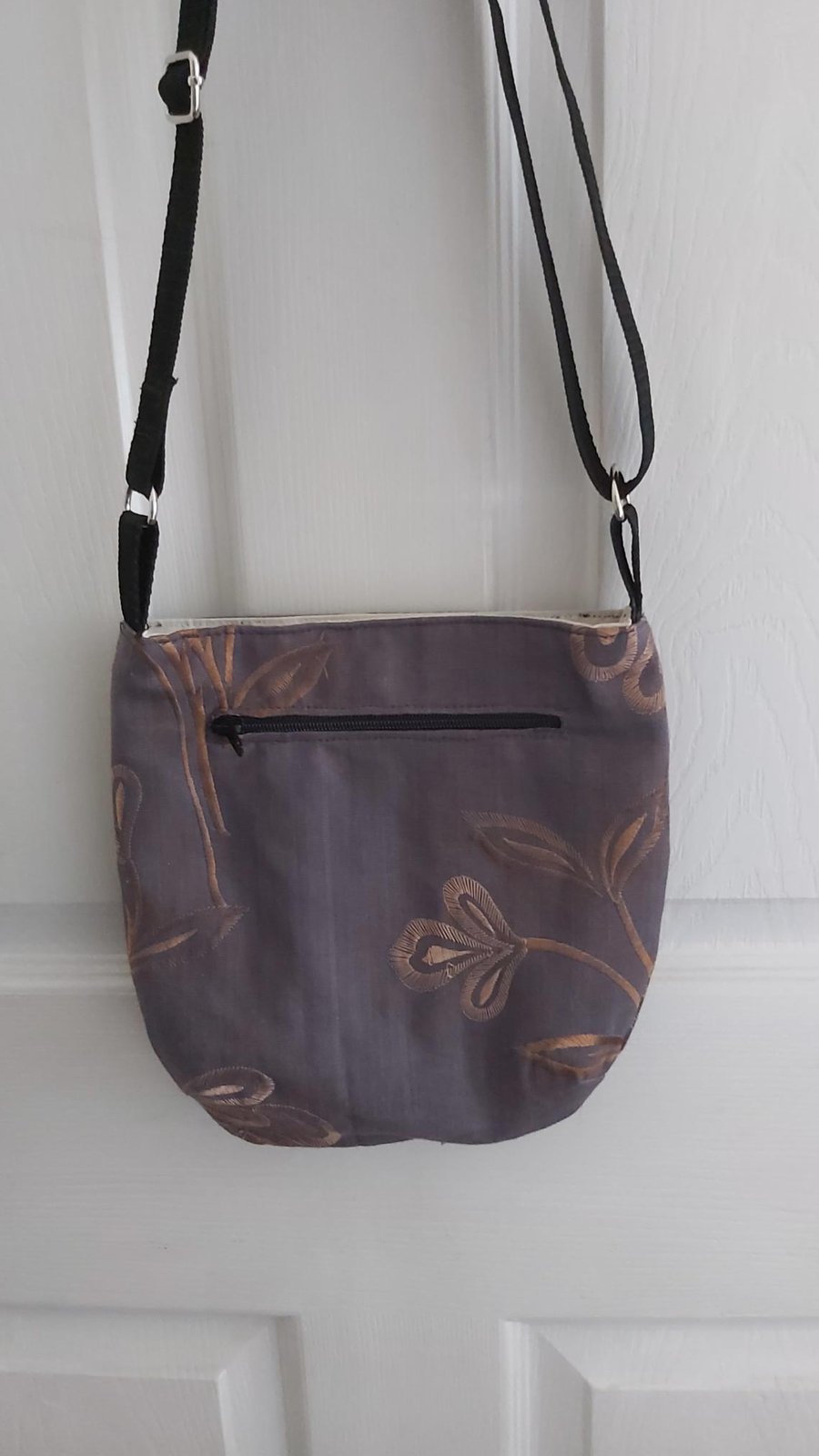 Small dark grey floral, trail tote crossbody or shoulder