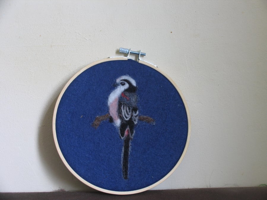 Needle felt picture of Long Tailed Tit - One of a Kind