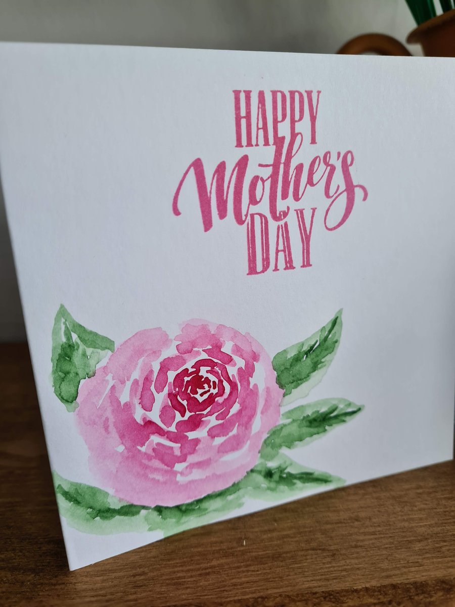 Watercolour rose Mother's Day card handpainted