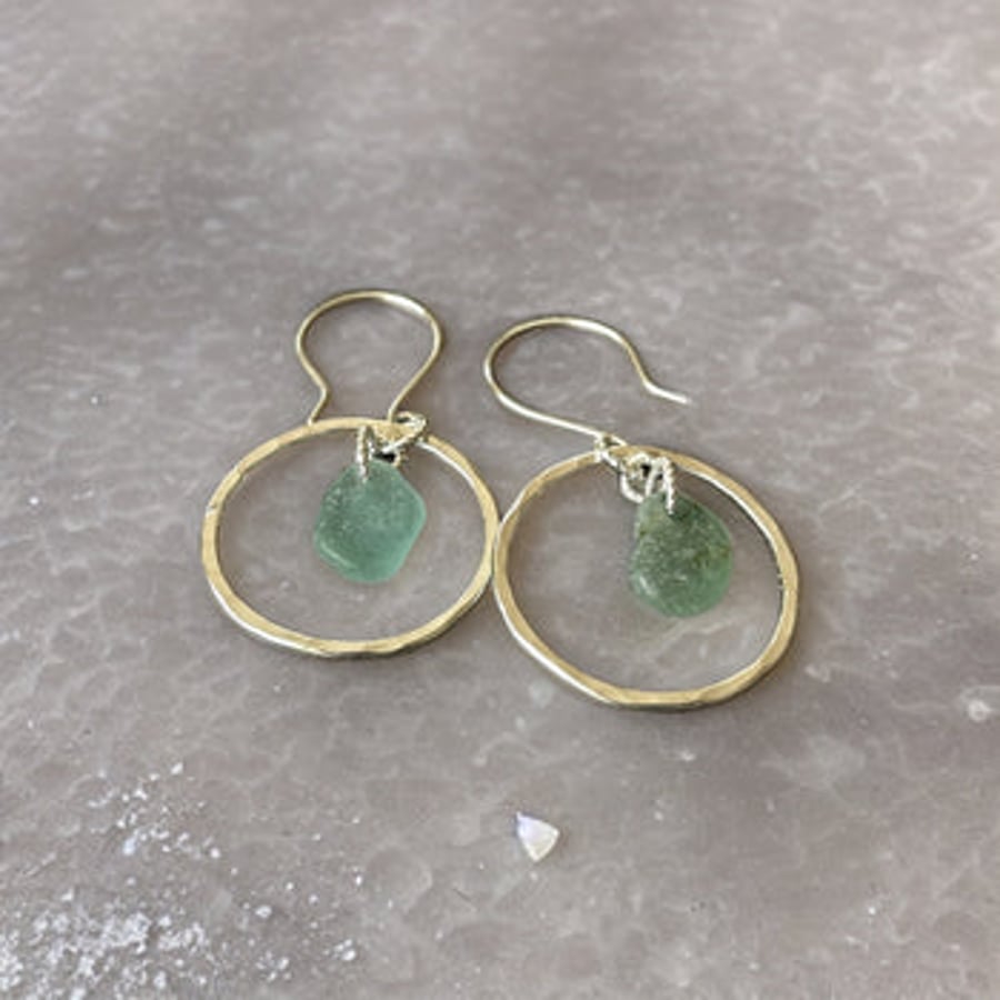 Silver Sea Glass Hoop Earrings