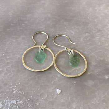 Silver Sea Glass Hoop Earrings