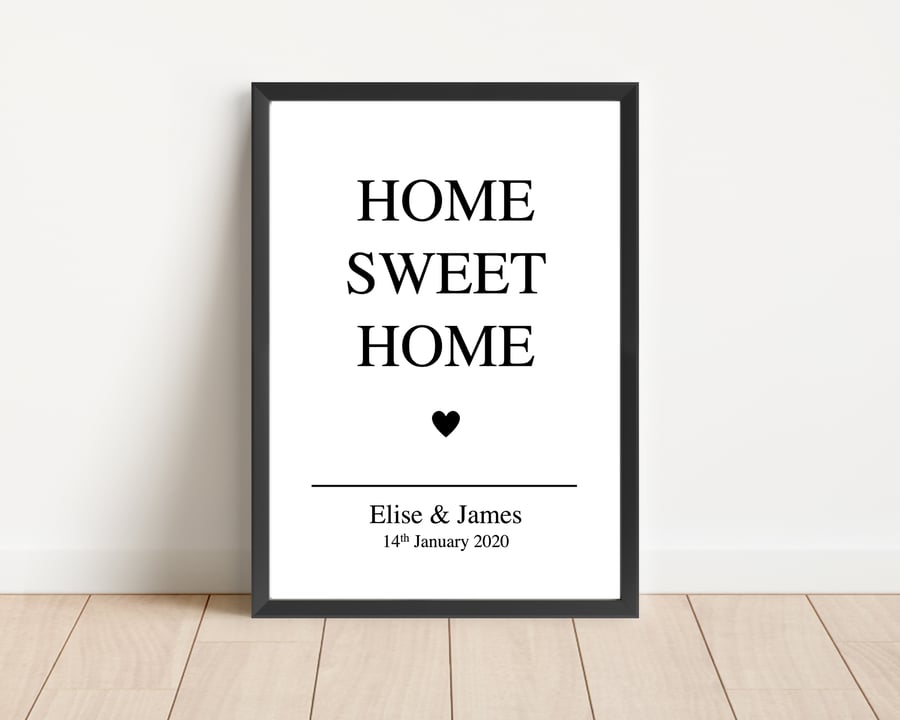 Personalised Home Sweet Home Print Wall Art Home Decor Gift
