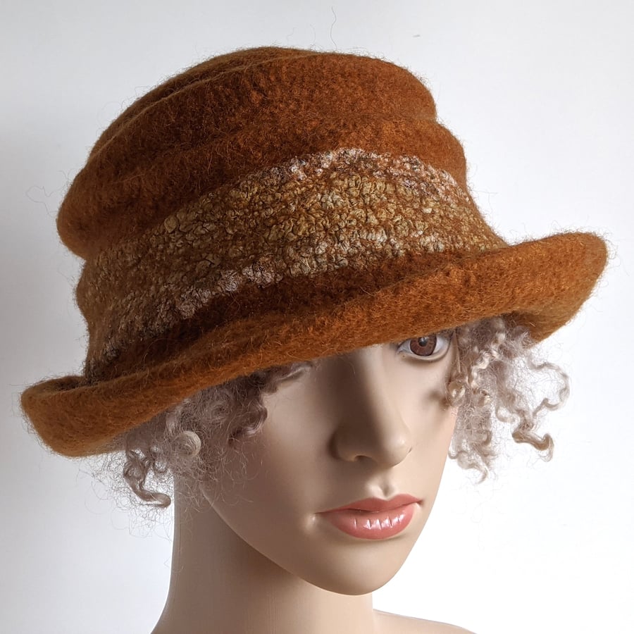 Tan felted wool hat - One of the 'Squashable' range