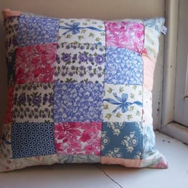 Patchwork cushion cover in vintage Laura Ashley fabric