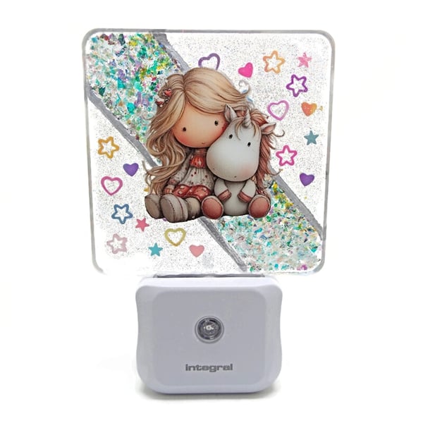 Plug In Unicorn Night Light with Auto Sensor with Cool White Light