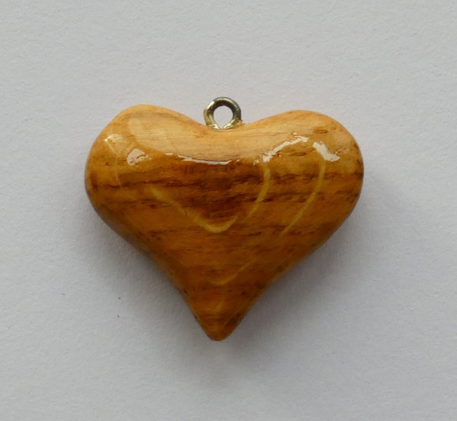  Wooden Eco Friendly Spalted Wood Heart Pendant Necklace