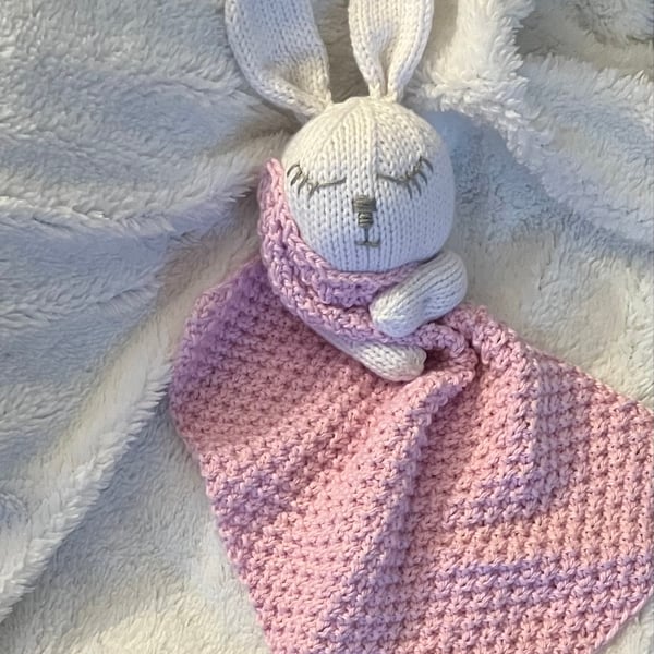 Hand-knitted ‘Snuggle Bunny’ Baby & Toddler Comforter
