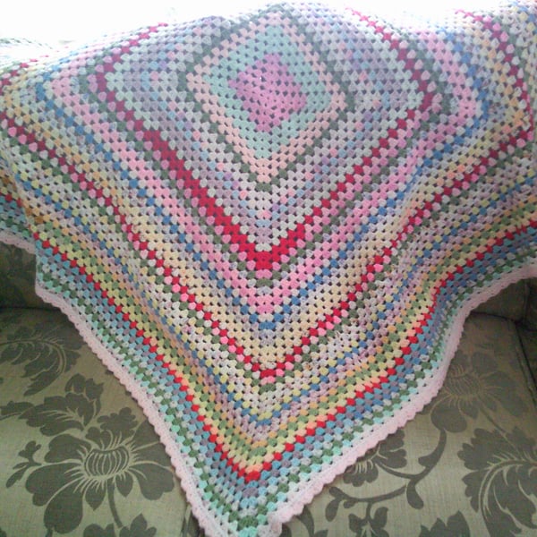 Colourful Granny Square Crochet Blanket