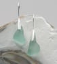 Rare turquoise sea glass silver plated drop earrings