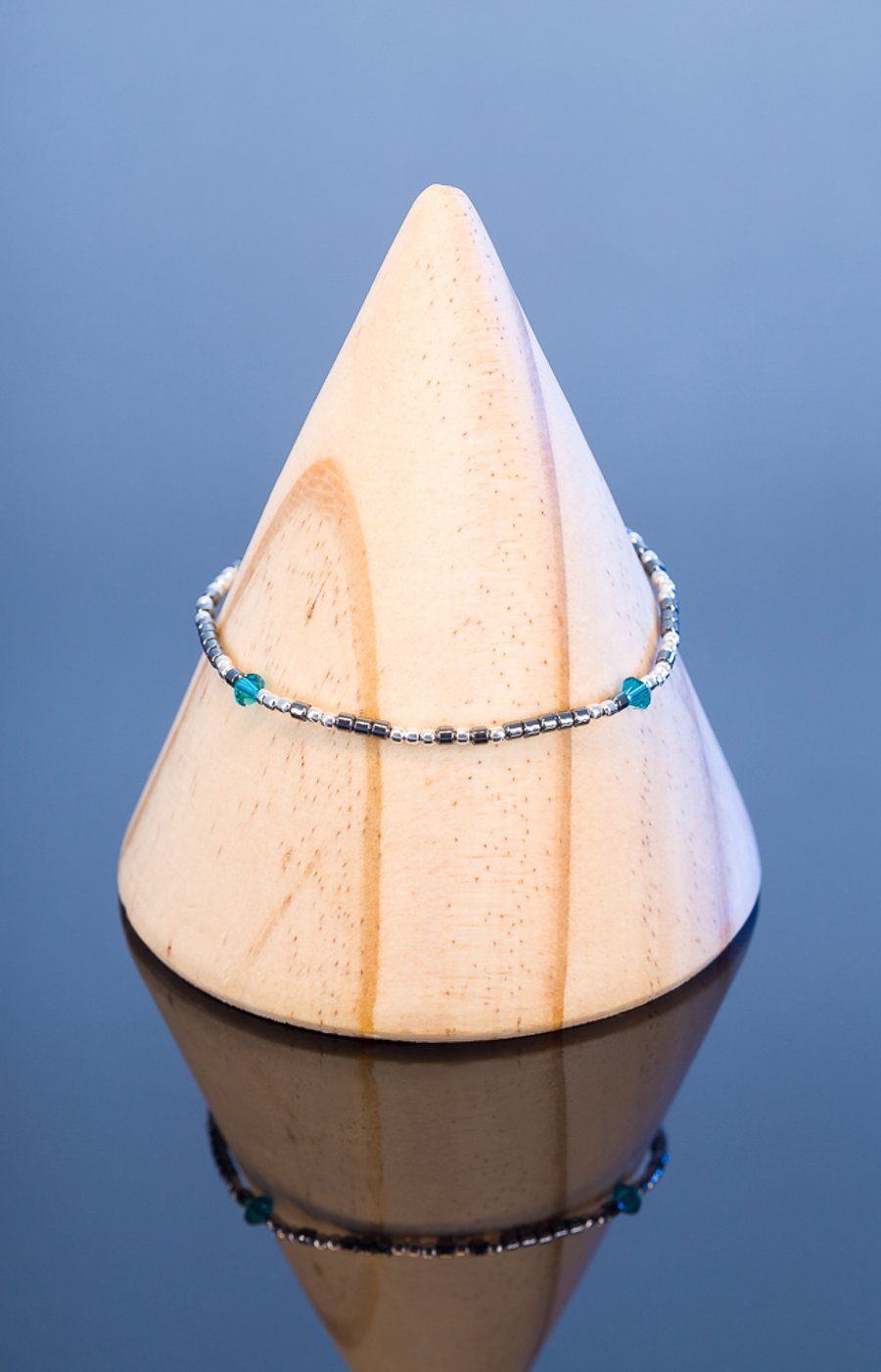 Bracelet Morse Code I love you I love you I love you sterling silver & hematite 