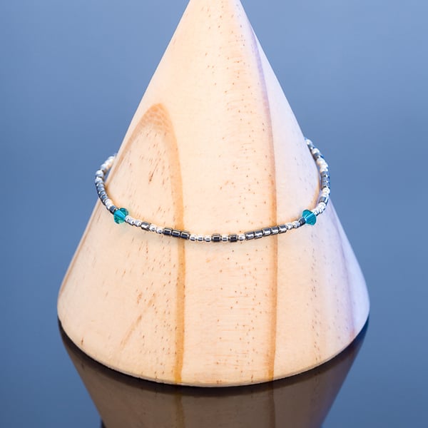 Bracelet Morse Code I love you I love you I love you sterling silver & hematite 