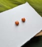 Orange Polymer Clay Square Micro Studs  - Image 2