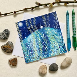 Full Moon Meadows, blank greetings card