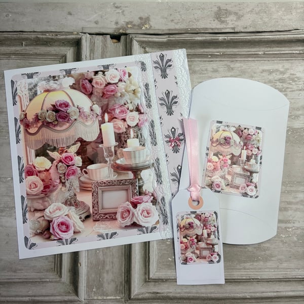 Greeting Card, Envelope Pouch, Tag - Pink Paris Design 1 - C 245