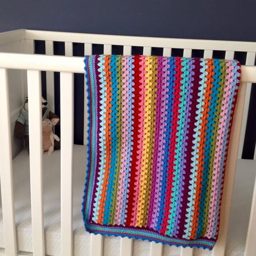 Rainbow stripe baby blanket