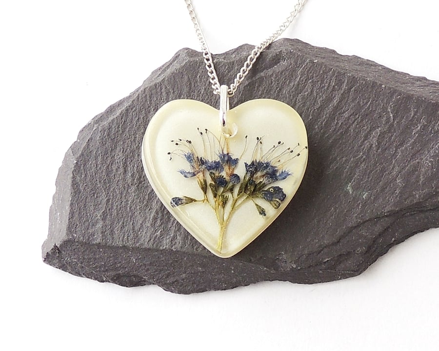 Blue Flower Necklace, 18" Chain 2157