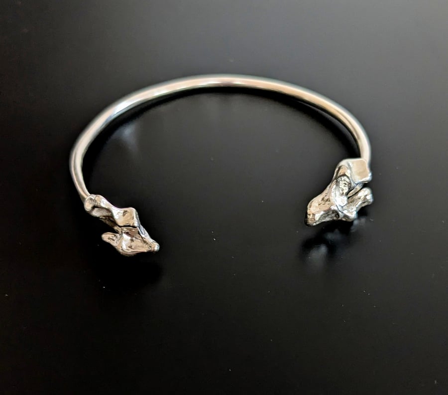 Sterling Silver Rustic Nugget Cuff Bangle