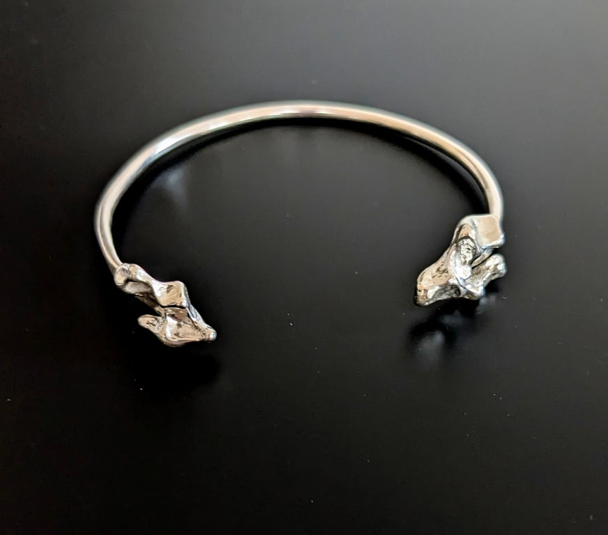 Sterling Silver Rustic Nugget Cuff Bangle