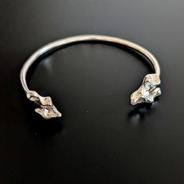 Sterling Silver Rustic Nugget Cuff Bangle