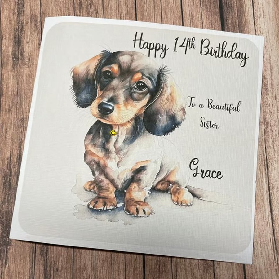 Personalised Dog Birthday Card Niece,Granddaughter,sister, Daughter, Girlfriend