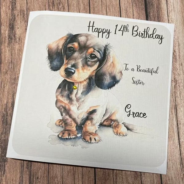 Personalised Dog Birthday Card Niece,Granddaughter,sister, Daughter, Girlfriend