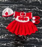 Handmade Baby Girl Crochet Dress Set in Red & White – Dress, Hat & Booties