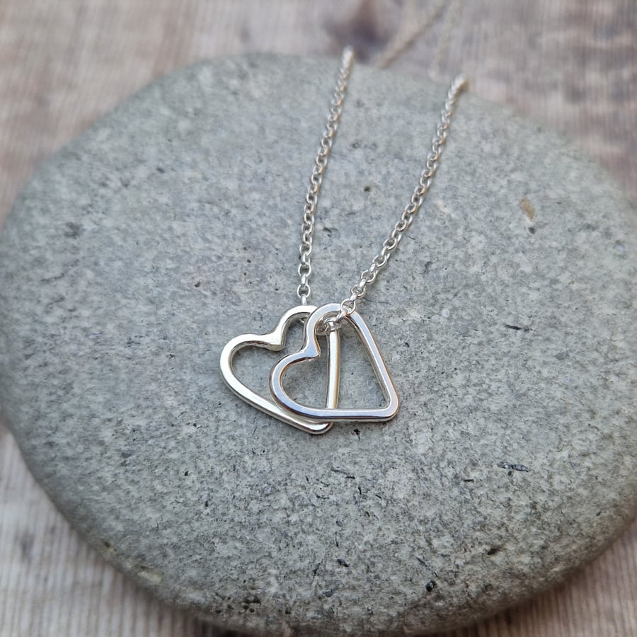 Sterling Silver Smooth Open Heart Charm Necklace