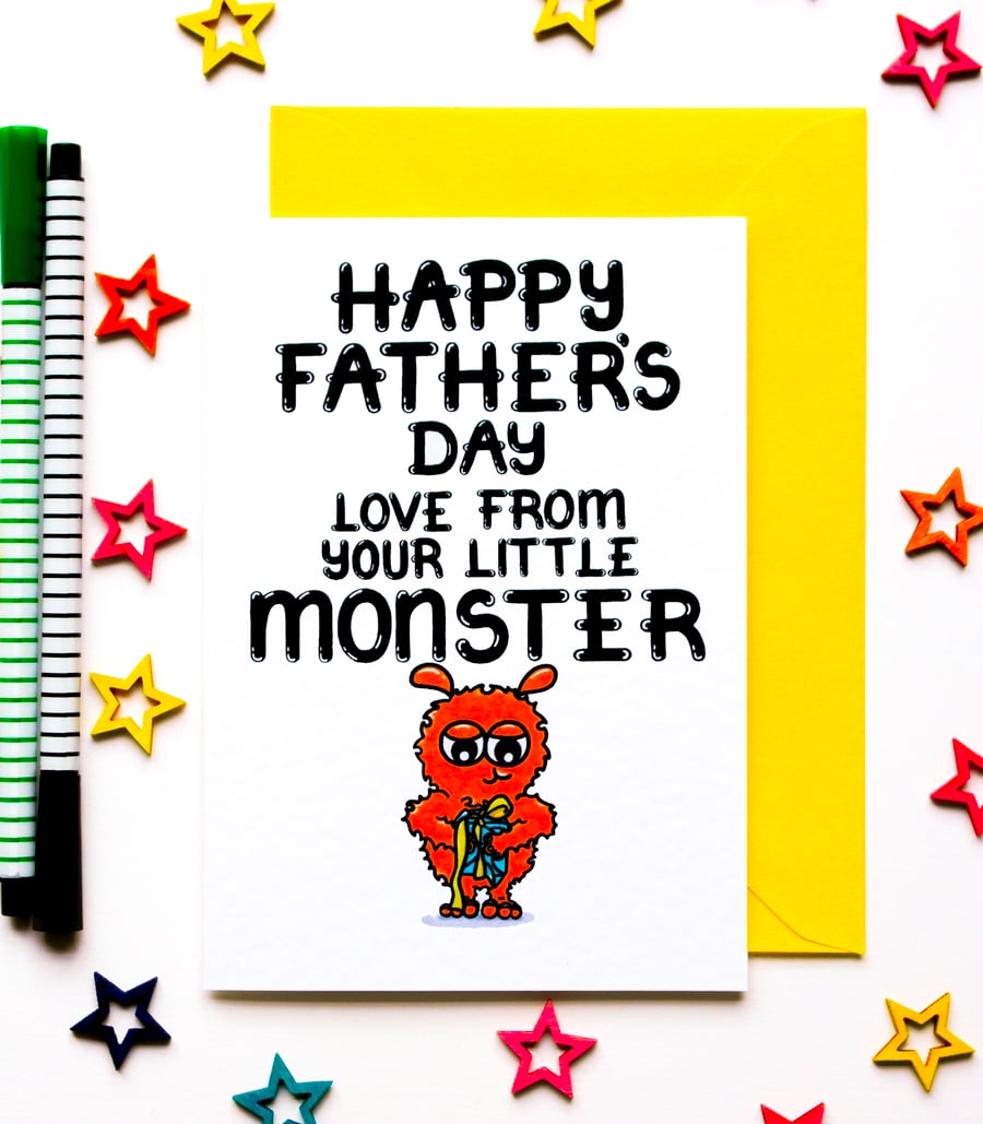 Funny Fathers Day Card For Daddy From Daughter, Son, Little Monster