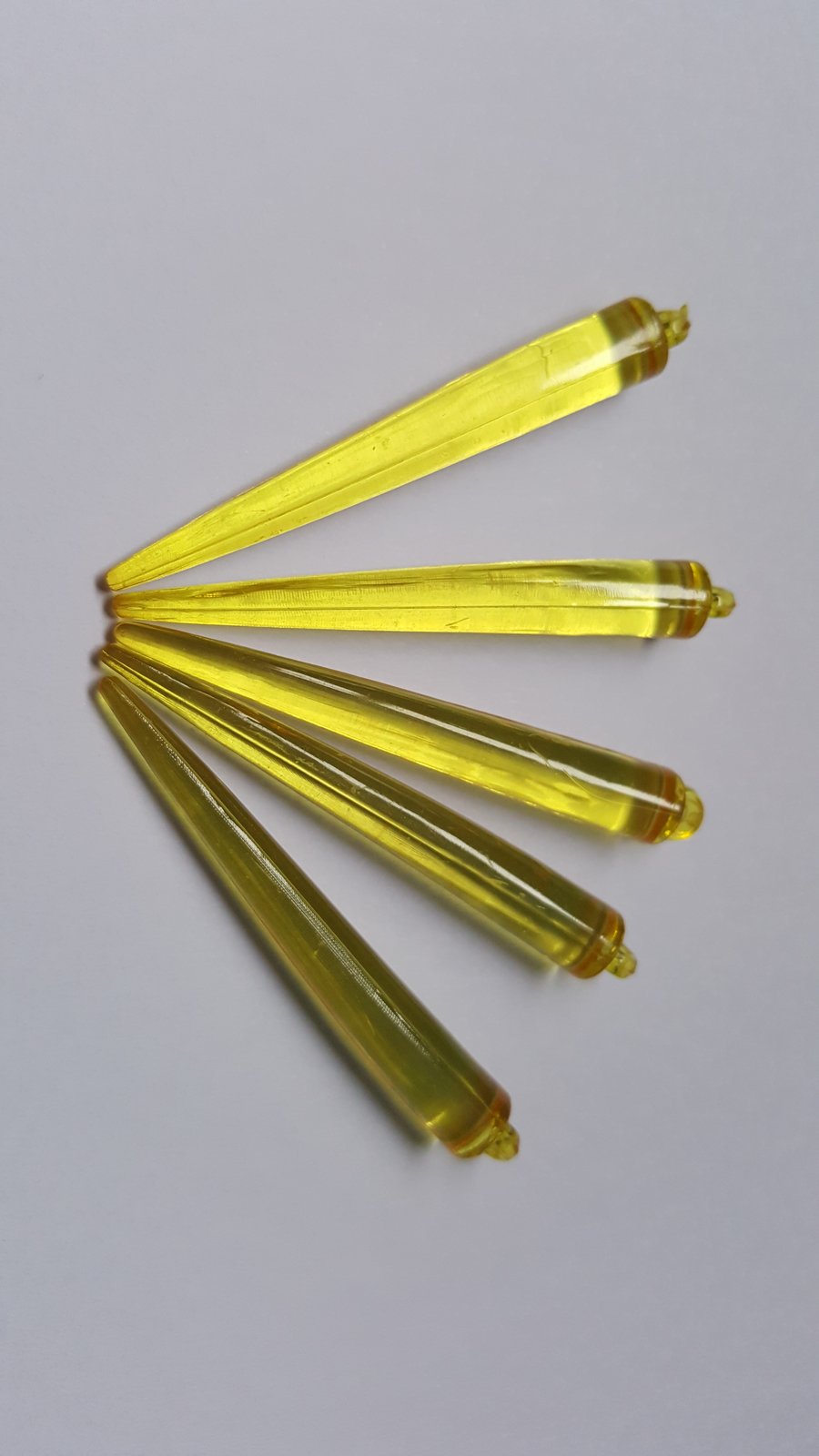 15 x Acrylic Spike Pendant Drops - 52mm - Yellow 
