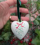 Mistletoe hand-painted ceramic heart Christmas bauble - Image 6
