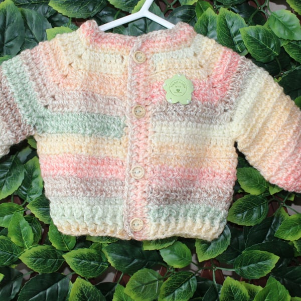 handmade crochet baby cardigan size  0 - 3 months