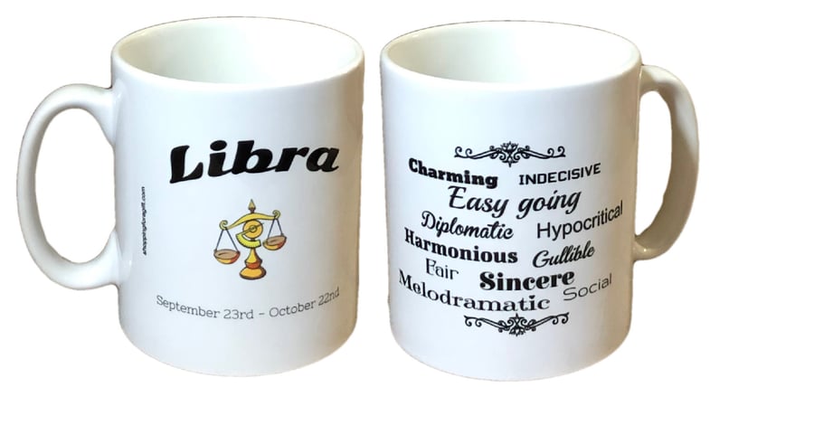 Libra Star Sign Mug. Zodiac Mugs for Libra's