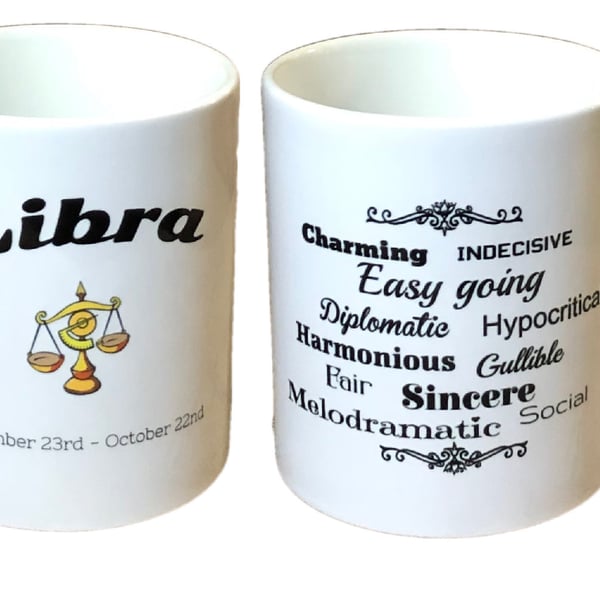 Libra Star Sign Mug. Zodiac Mugs for Libra's