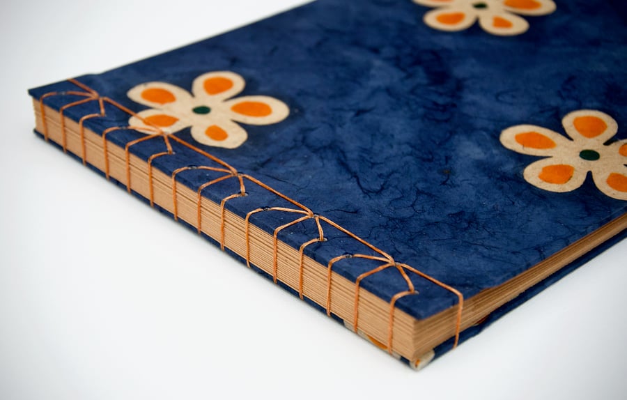 Flower cover photo album with Japanese stab binding