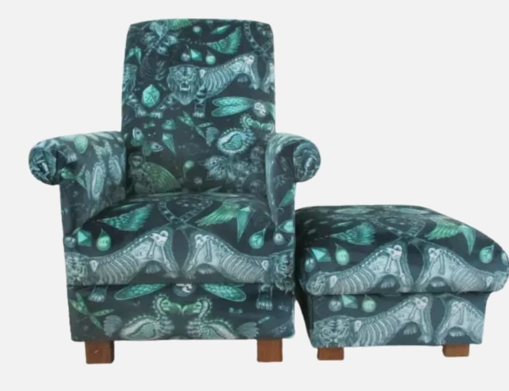 Emma J Shipley Extinct Velvet Chair & Armchair Adult Chair Animals Tigers Small