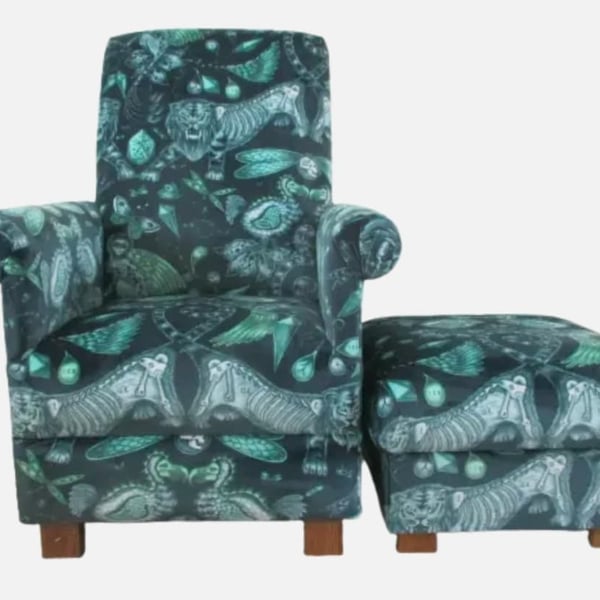 Emma J Shipley Extinct Velvet Chair & Armchair Adult Chair Animals Tigers Small