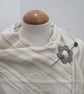 Large Ecru Cotton Handwoven Wrap, Shawl - Image 2