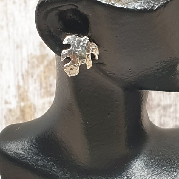 Textured Leaf Stud Earrings Sterling Silver 925 
