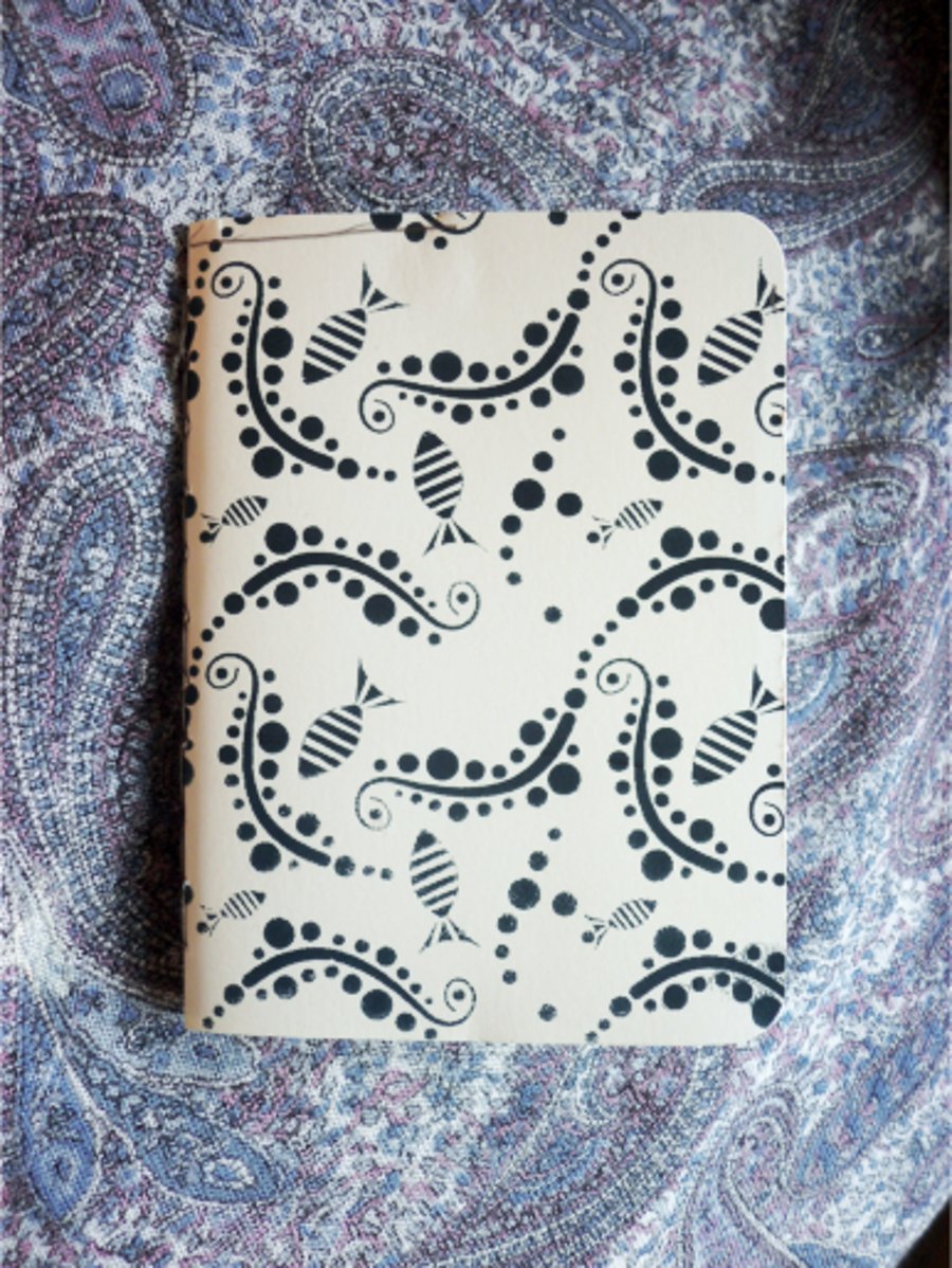 NOTEBOOK - FISH - Hand Stitched & Screen Printed