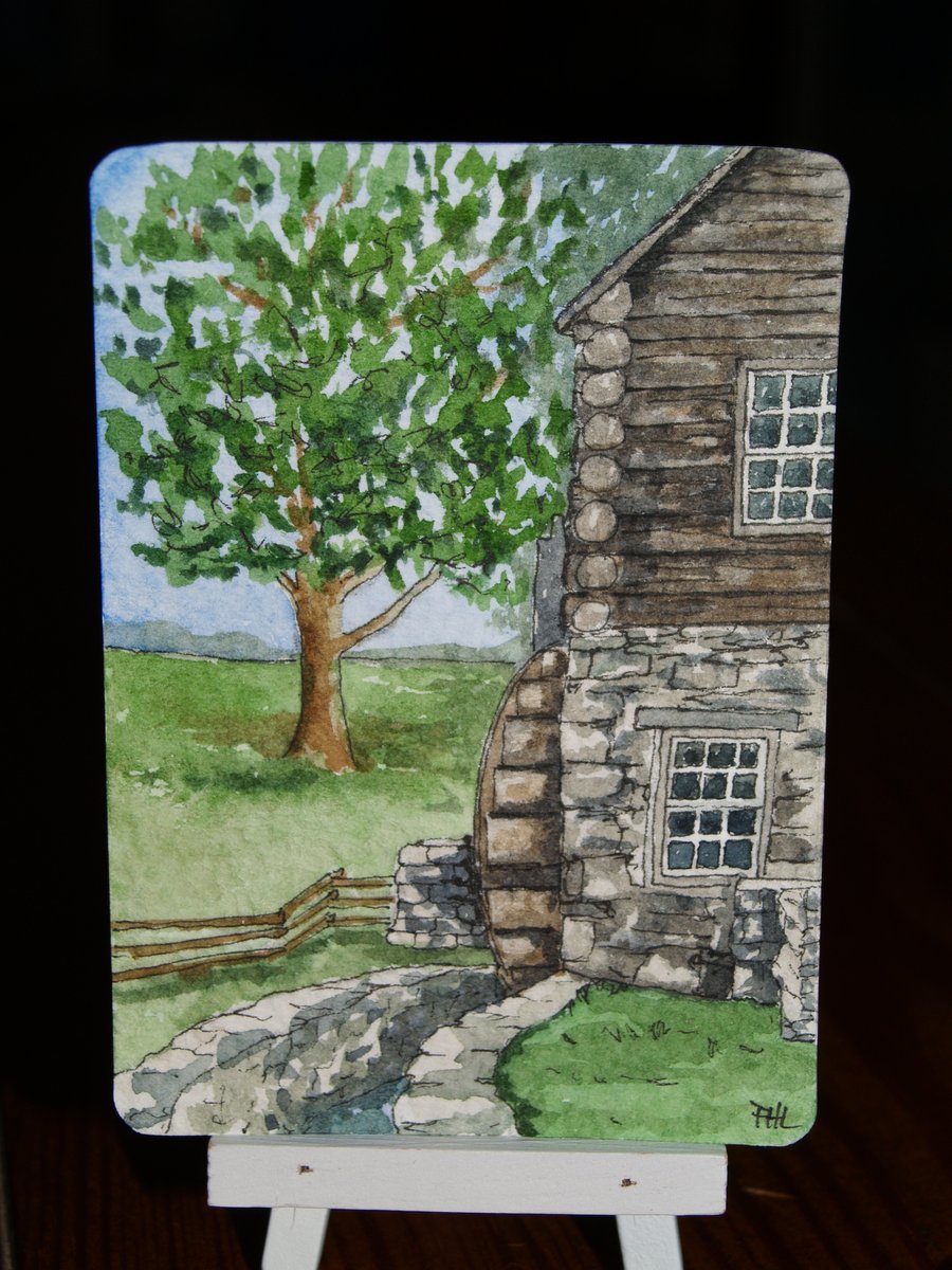 ACEO Original watercolour The Old Water Mill