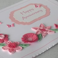 Anniversary card quilling, paper quilled - Folksy