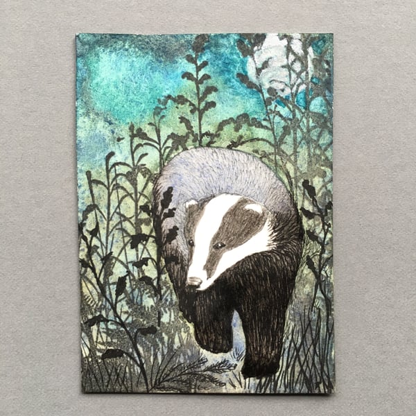 Evening Badger aceo